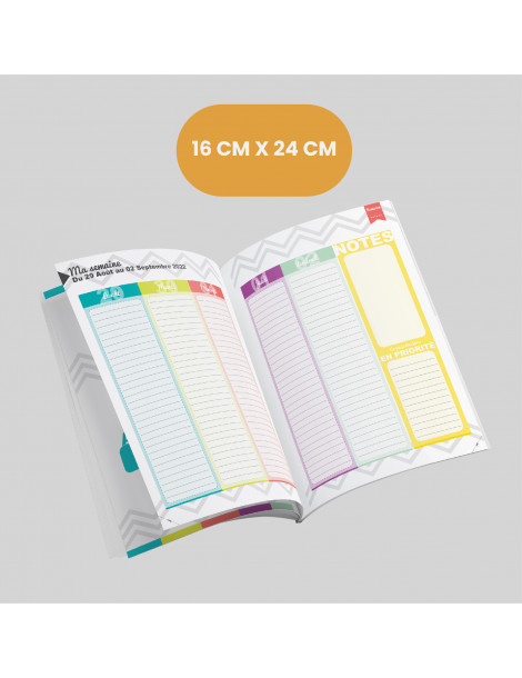 Agenda-carnet couleur 16 x 24 cm