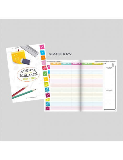 Agenda-carnet couleur 21 x 25 cm