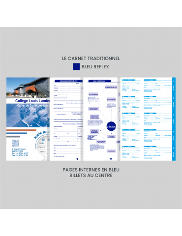 Carnet traditionnel bleu personnalisé