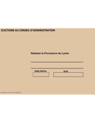 Enveloppe d'identification n°2 - Madame la Proviseure - Boîte de 500 exs