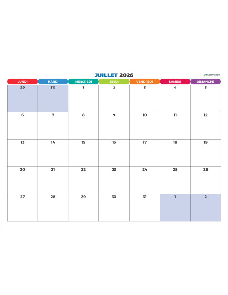 Calendrier mural grand format (A1) pour la classe