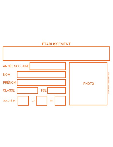 Carte d'identité scolaire PVC