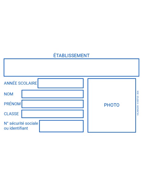 Carte d'identité PVC - modèle étudiant