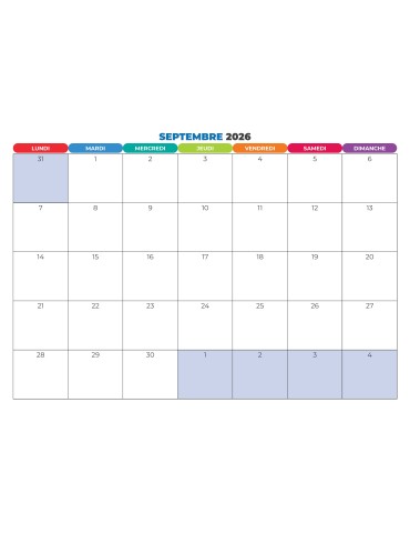 Calendrier mural grand format (A1) pour la classe