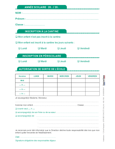 Carnet de liaison spécial Primaire
