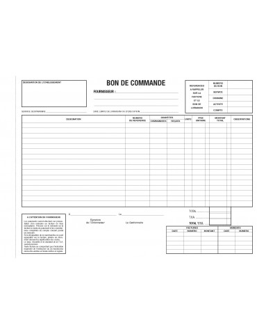 Carnet de 100 bons de commande