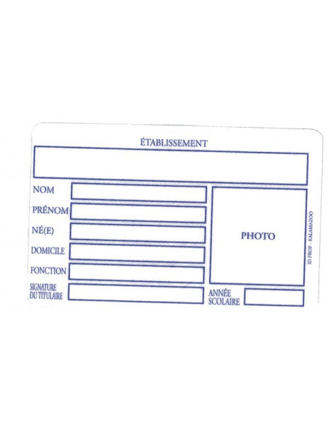 Carte d'identité professionnelle en PVC