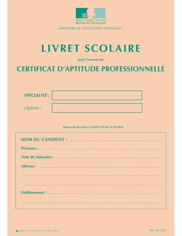 Livret Scolaire CAP