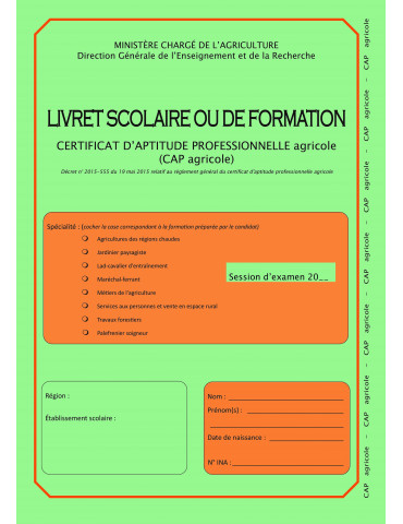 Livret scolaire - CAP Agricole