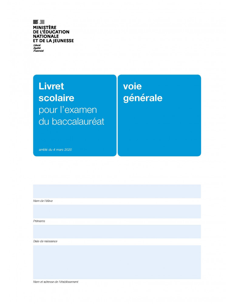 Livret Scolaire Voie Générale