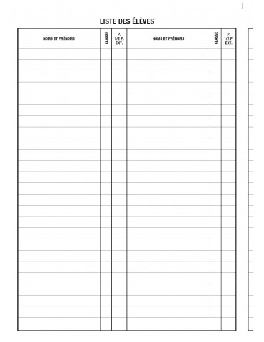 Cahier de textes de groupe avec notes et absence