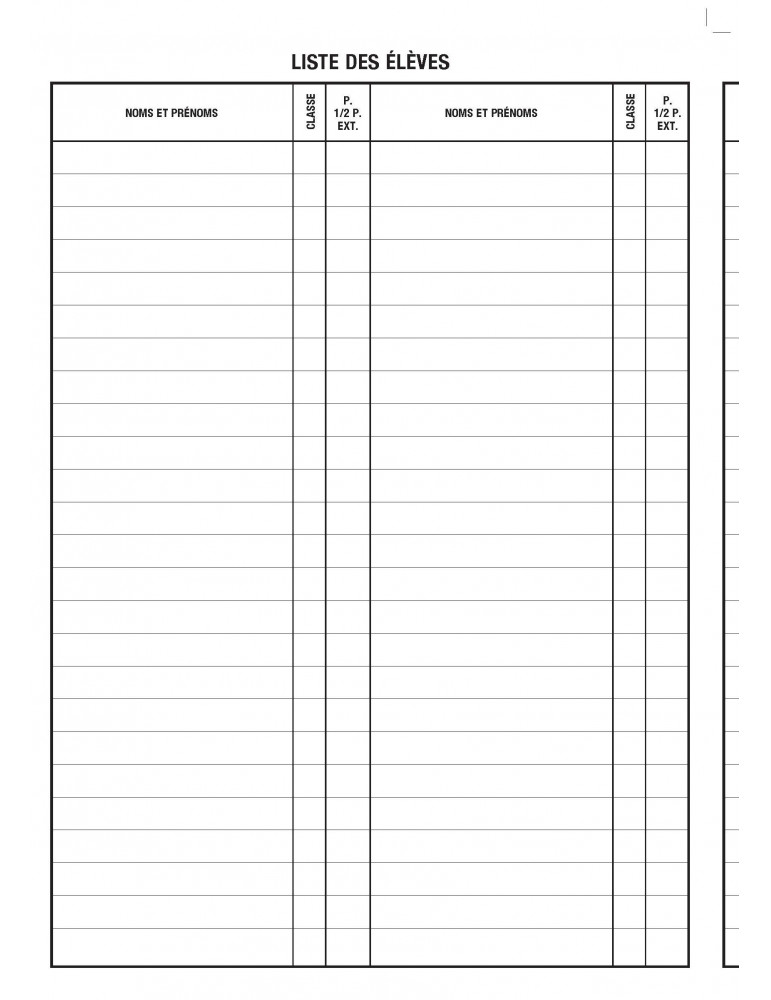 Cahier de textes de groupe avec notes et absence