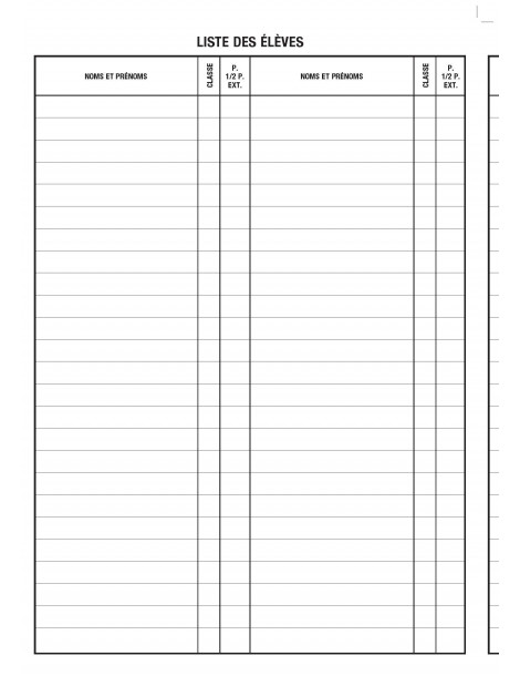 Cahier de textes de groupe avec notes et absence