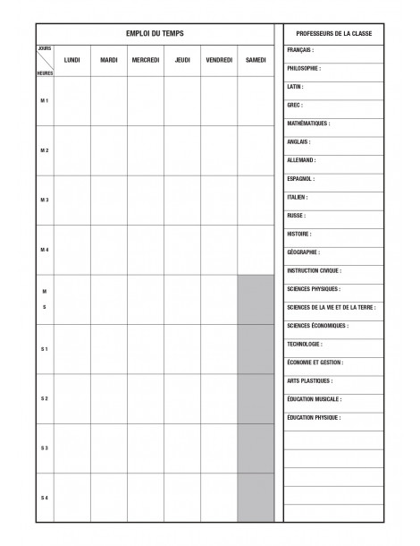 Cahier d'absences par classe