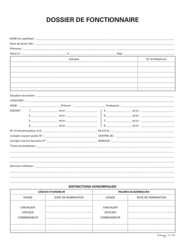 5731000Z Dossier de fonctionnaire