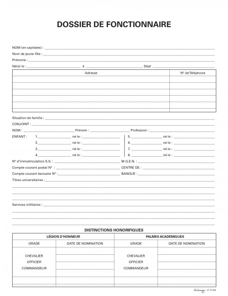 5731000Z Dossier de fonctionnaire