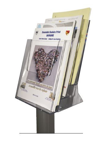 Porte-brochures cristal sur pied