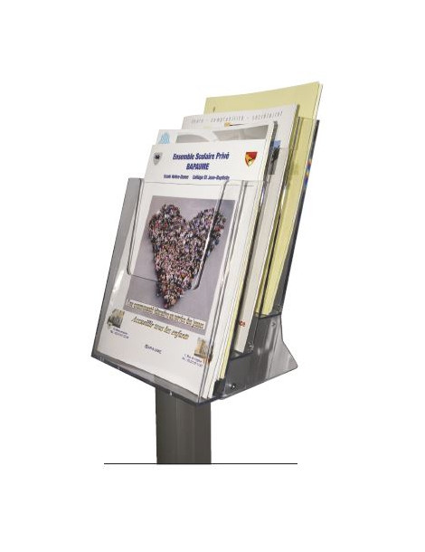 Porte-brochures cristal sur pied