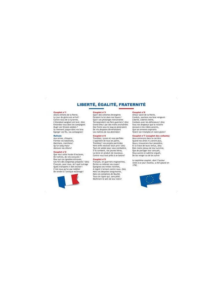 Affiche des paroles de la Marseillaise