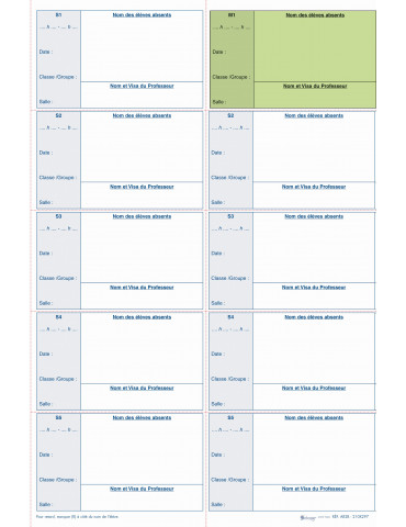 Cahier d'appel autocopiant - 80 liasses