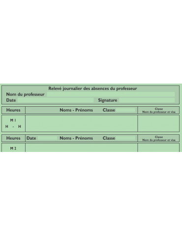 Cahier d'appel du professeur