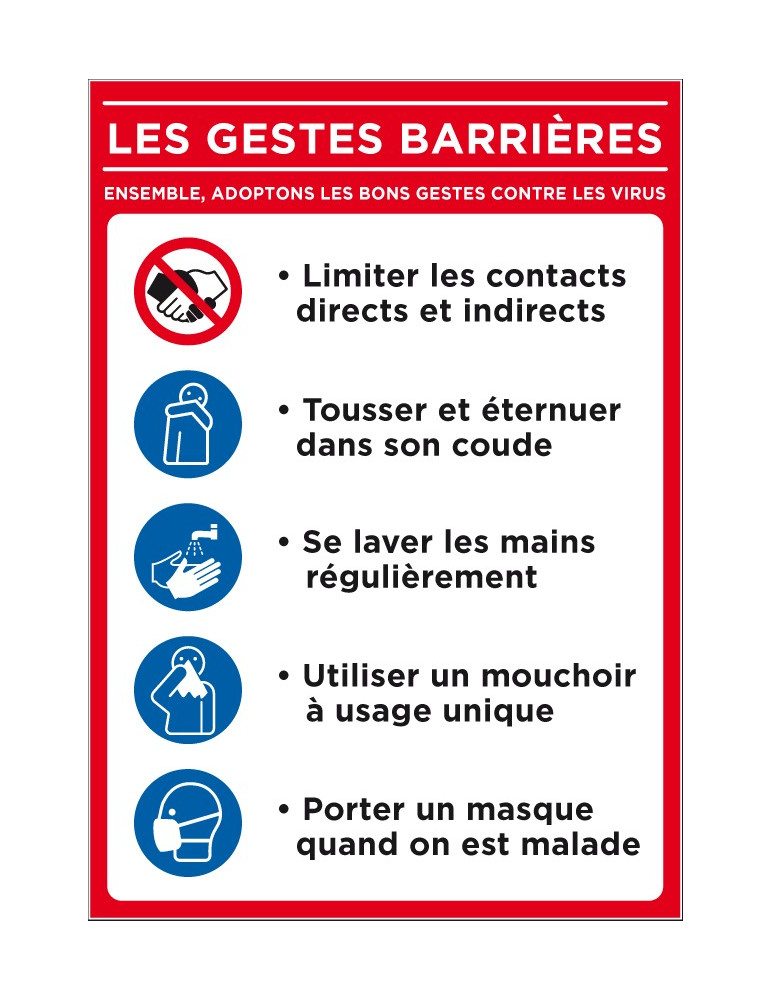 Panneau "les gestes barrières"