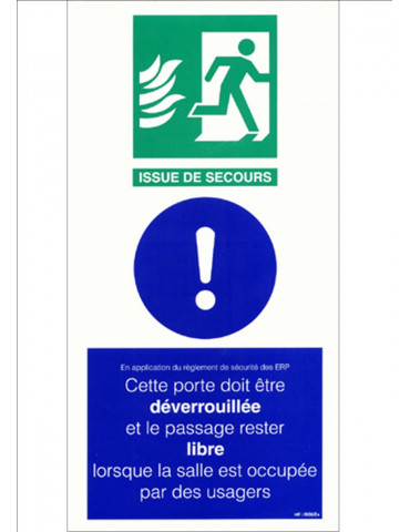 Panneau de consigne évacuation pour porte de communication entre classes