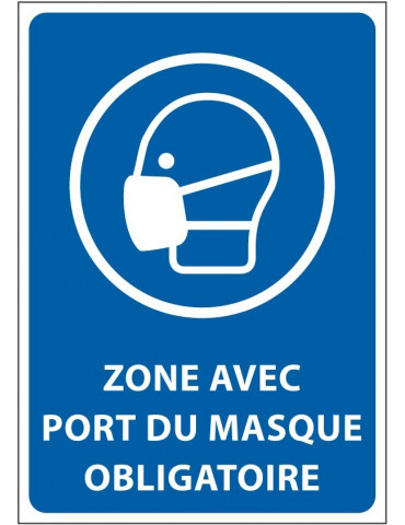 Panneau  - Zone avec port du masque obligatoire