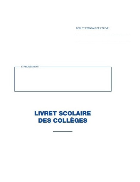 Livret scolaire des collèges sous forme de chemise