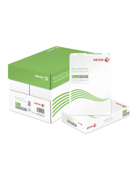 Carton de 5 ramettes 500 feuilles blanches Xerox RECYCLED PURE A4 - 80g Réf  : FP-003R98104C
