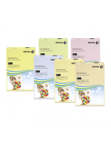 Carton de 5 ramettes 500 feuilles pastel Xerox Symphony A4 - 80g